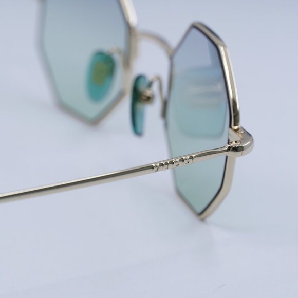 Gucci GG1814S 004 Geometric Sunglasses - Gold/Light Blue main image 8